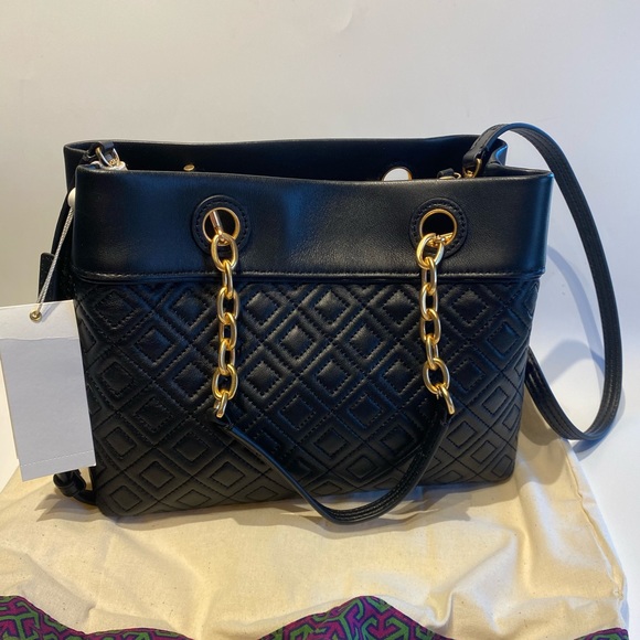 Tory Burch💛Fleming small Tote Black NEW - Picture 7 of 9
